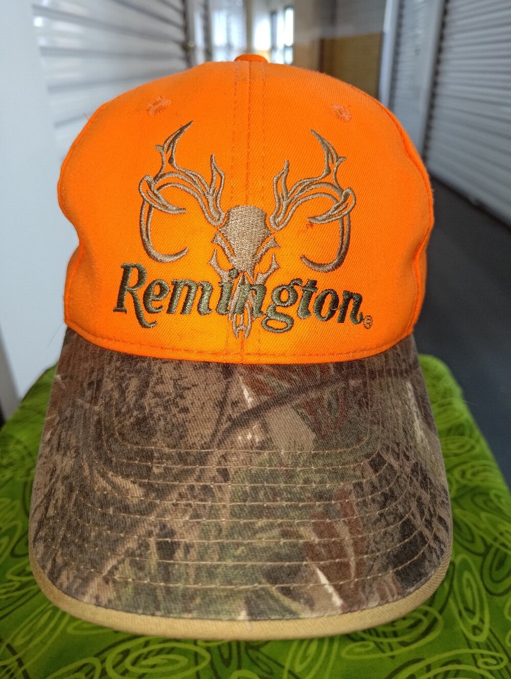 Remington Country Embroidered Camo Strap-on Blaze Orange Rifle Firearm Hat Cap